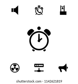 Alert icon. collection of 7 alert filled icons such as alarm, megaphone, bell, radiation. editable alert icons for web and mobile.