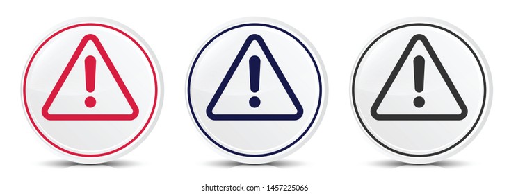 Alert icon crystal flat round button set illustration design isolated on white background