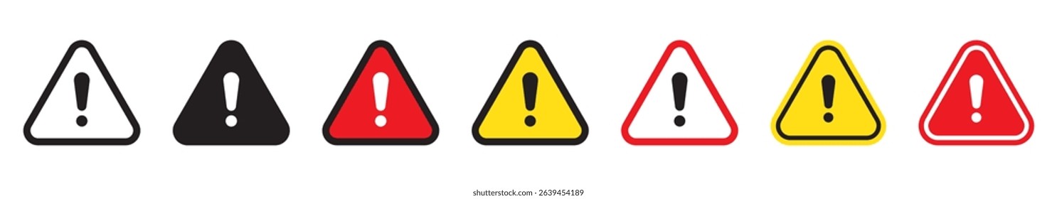 Alert icon. Danger sign, warning sign, attention sign. Exclamation mark in triangle.