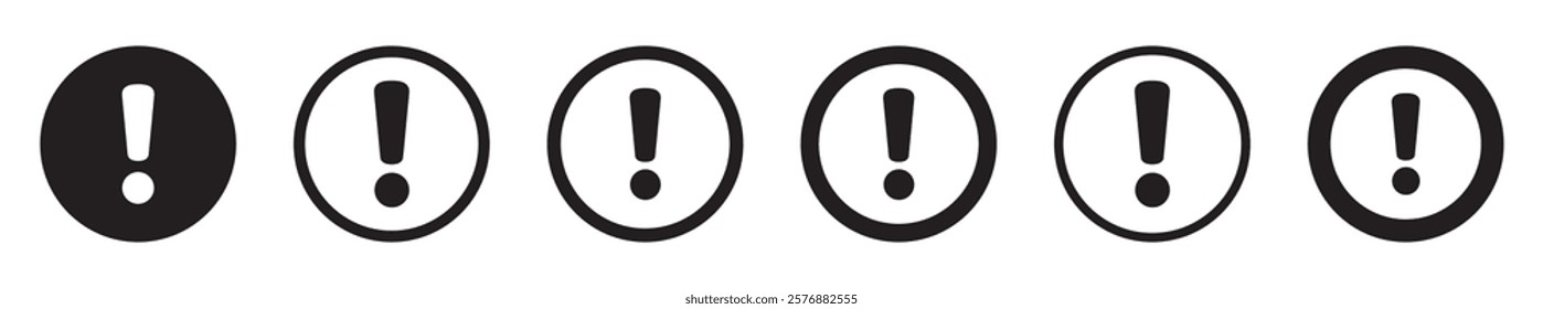 Alert icon. Exclamation mark in circle. Warning sign and symbol.