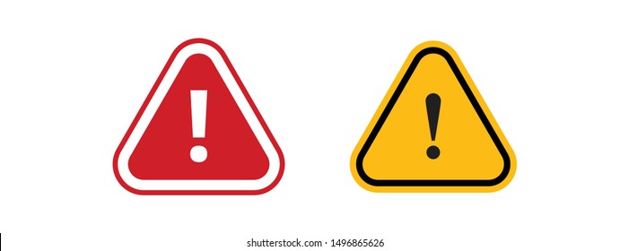 Alert icon, exclamation mark in triangle shape. Precaution and attention message.