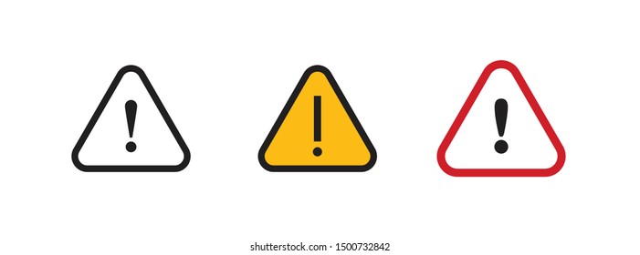 Alert icon, exclamation mark in triangle shape. Precaution and attention message.