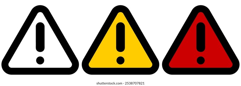 Alert icon, exclamation mark in triangle shape. Precaution and attention message.