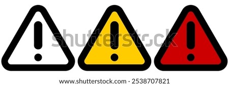 Alert icon, exclamation mark in triangle shape. Precaution and attention message.