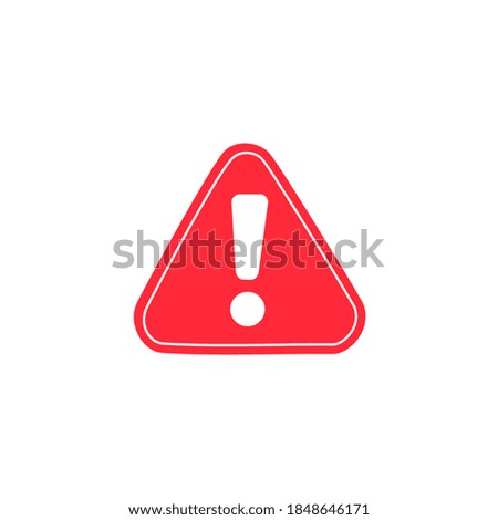 Alert icon with exclamation sign. Vector illustration , Warning sign illustration. Triangle warning sign, Red warning sign, Red Vector, Attention warning. Alert Red with exclamation mark, Vector .
