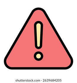 Alert icon flat line style illustration representing warnings and notifications, suitable for security, emergency, and system monitoring-related projects