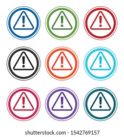 Alert icon flat round buttons set illustration design isolated on white background
