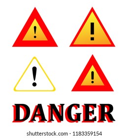 alert icon, hazard, danger signs vector icon, exclamation caution beware, triangle danger road security, flat mark
