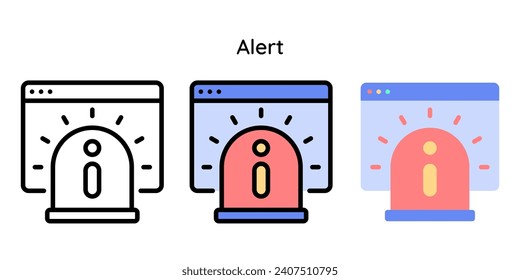 Icono de alerta relacionado con el sitio web de ciberseguridad. Línea, Color de línea, Estilo plano