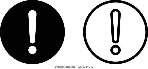 Alert icon set in two styles . Danger sign . Caution error icon vector . Attention icon