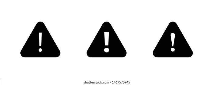 Alert icon set. Warning triangle signal with exclamation symbol.