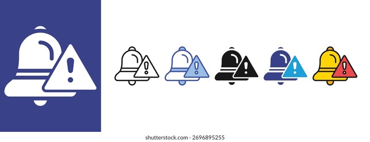 Ícone de alerta define vários estilos de coleção