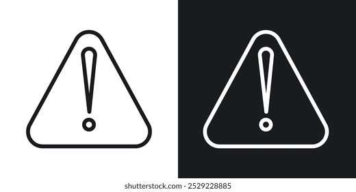 Warnsymbol in der Farbe Schwarz mit dünner Linie. Flache einfache Vektorsymbol-Illustration.