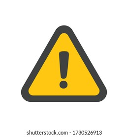 Alert icon, triangle shape with exclamation mark. Warning attention sign.