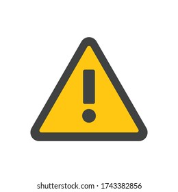 Alert icon, triangle shape with exclamation mark. Warning attention sign.