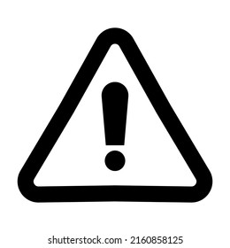 Alert icon, triangle shape with exclamation mark. Warning attention sign.