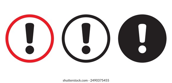 Icono de Alerta. Signo de advertencia y símbolo. Signo de exclamación en círculo.