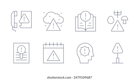Alert icons. Editable stroke. Containing alert, calendar, duststorm, learning, panic, warning, warningsign.