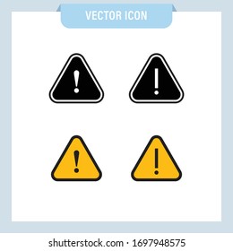 Alert icons. Exclamation sign in triangle, alarm message.