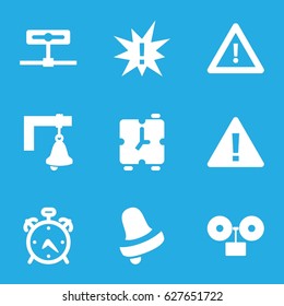 Alert icons set. set of 9 alert filled icons such as alarm, Bell, warning, bell, exclamation