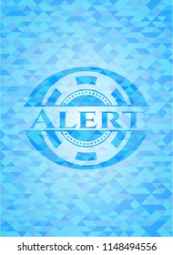 Alert light blue emblem. Mosaic background