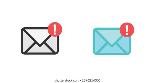 Alert mail, email error concept vector icon isolated on white background in two colors style. Spam email message icon vector eps10.
