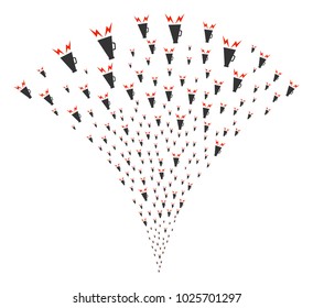 Alert Megaphone fireworks fountain. Vector illustration style is flat iconic symbols. Object fountain organized from random pictograms as alert megaphone fireworks.