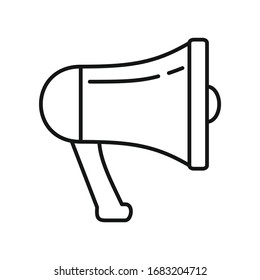 alert Megaphone outline icon. Vector alert Megaphone in outline style isolated on white background. Element for web, game and advertising