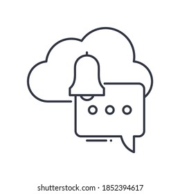 Alert message concept icon, linear isolated illustration, thin line vector, web design sign, outline concept symbol with editable stroke on white background.