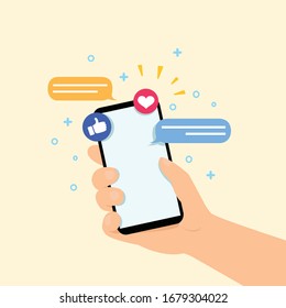 Warnmeldung auf Smartphone, Online-Konzept der sozialen Medien.