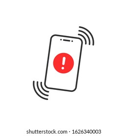 alert message in thin line phone. flat linear trend modern logotype graphic design isolated on white background. concept of red hazard or beware now on device display and phishing attack or malware