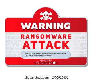 Alert message of virus detected. Ransomware attack, identifying computer virus inside binary code of matrix. Template for concept of security, programming and hacking, decryption and encryption
