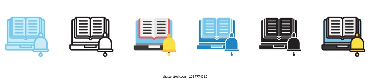 Alert  multi style icon set. use for modern concept, print, UI, UX kit, web and app development. Vector EPS 10, related to digital education, digital learning