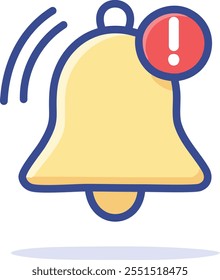 Alert notification bell. Urgent message alert.  Important reminder symbol.  Time sensitive notification.