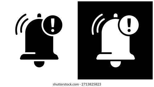 Icono De Notificación De Alerta En Fondo Blanco Y Negro