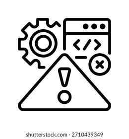 Alert Notification Line Icon, Outline Symbol for System Warning, Urgent Message, Error Signal, Status Update, and Event Reminder. Vector Sign Icon.