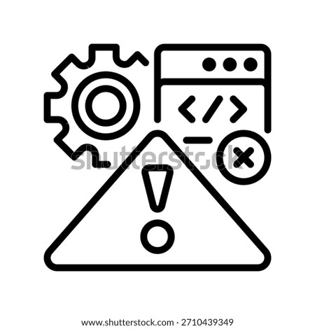 Alert Notification Line Icon, Outline Symbol for System Warning, Urgent Message, Error Signal, Status Update, and Event Reminder. Vector Sign Icon.