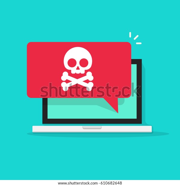 Alert\
notification notice on laptop computer vector, malware caution\
concept, spam data, fraud internet error, insecure risk danger\
connection, online scam, virus ransomware\
note