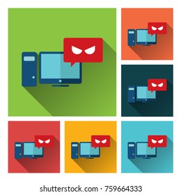 Alert notification on desktop computer vector, malware concept, spam data, fraud internet error, insecure connection, online scam, virus