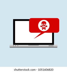 Alert notification on laptop computer vector, malware concept, spam data, fraud internet error, insecure connection, online scam, virus