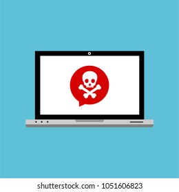 Alert notification on laptop computer vector, malware concept, spam data, fraud internet error, insecure connection, online scam, virus