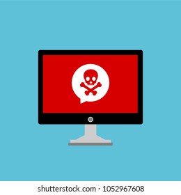 Alert notification on laptop computer vector, malware concept, spam data, fraud internet error, insecure connection, online scam, virus