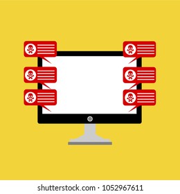 Alert notification on laptop computer vector, malware concept, spam data, fraud internet error, insecure connection, online scam, virus
