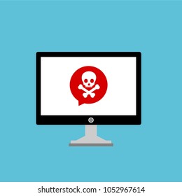 Alert notification on laptop computer vector, malware concept, spam data, fraud internet error, insecure connection, online scam, virus