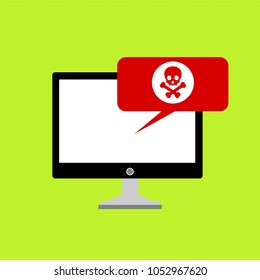 Alert notification on laptop computer vector, malware concept, spam data, fraud internet error, insecure connection, online scam, virus