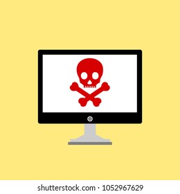 Alert notification on laptop computer vector, malware concept, spam data, fraud internet error, insecure connection, online scam, virus