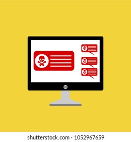 Alert notification on laptop computer vector, malware concept, spam data, fraud internet error, insecure connection, online scam, virus
