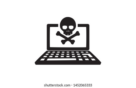 Alert notification on laptop computer vector, malware concept, spam data, fraud internet error, insecure connection, online scam, virus