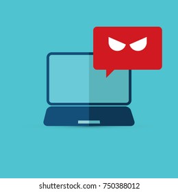 Alert notification on laptop computer vector, malware concept, spam data, fraud internet error, insecure connection, online scam, virus