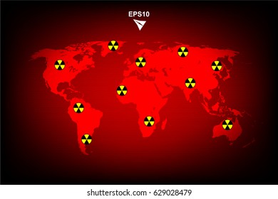 Alert on red world map